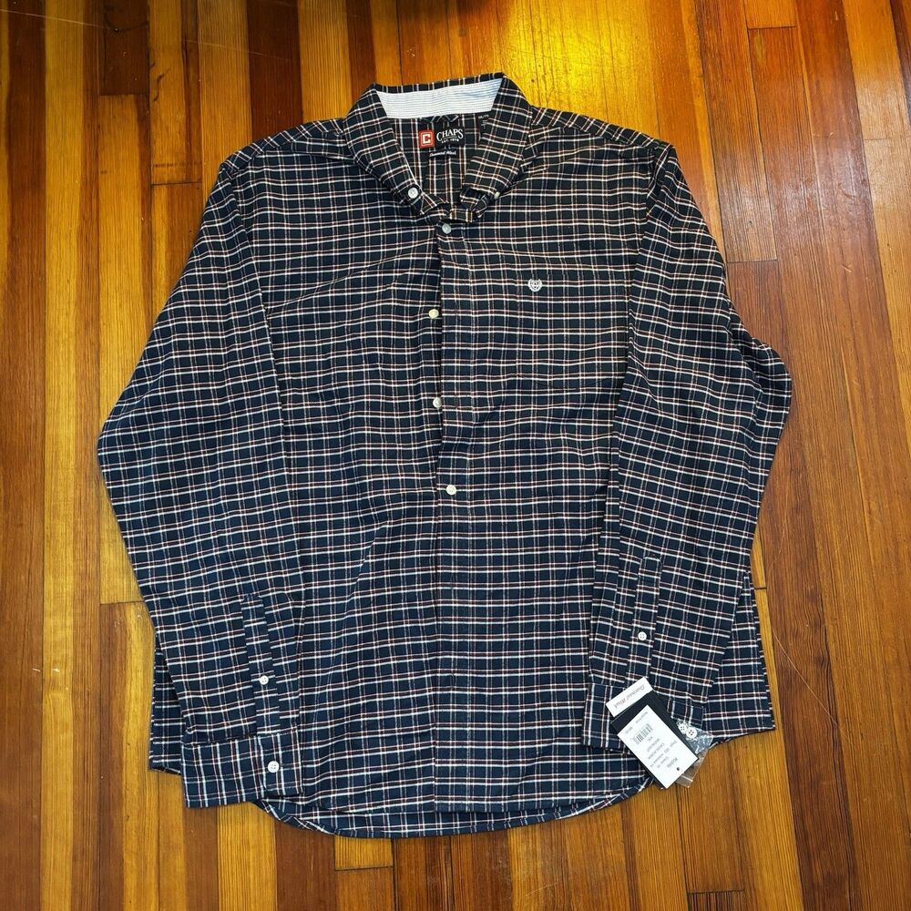 Chaps Seacoast Wash Long Sleeve Stripe Moonlight Woven Shirt Men’s XXL